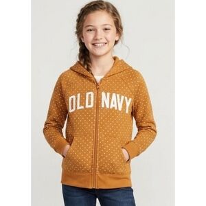 Old Navy Full Zip Polka Dot Hoodie In Tobacco Leaf Size M (8)